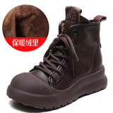 Cowhedular Retro Martin Boots Women 2025 Autumn And Winter New Set Of Leisure Short Boots With Round Head High-Top