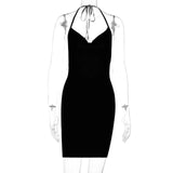 Zingj Women's New 2023 Spring Ins Wind Fashion Slit Bow Exposed Back Hanging Neck Short Dress