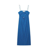 Polka Dot Corset Dress Woman Blue Slip Long Dress Women 2023 Backless Sexy Party Dresses Women Summer Midi Evening