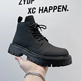Zingj Wind Ins Black Martin Boots Male Trend Autumn And Winter Tooling Locomotive Boots Korean Version High Gang