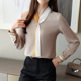 Mujer De Moda 2023 Loose Solid Women Tops and Blouses Elegant Long Sleeve Chiffon Shirt Vintage Women Clothing