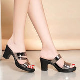 Cool Drag Woman Wear 2025 Spring And Summer New Gold Word Thick Heeled Fish Mouth High-Heeled
