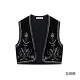 Women's Casual Street Sleeveless Velvet Embroidered Vests In Autumn
