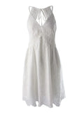 Mini Dress Women White Elegant Dress Female Sexy Sleeveless Spaghetti Strap Dress Ladies Hollow Out Backless Dress