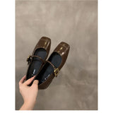 Jane Women's Shoes In The Spring And Summer Of 2025 New Light Mouth Flat Bottom One Word With Women's Shoes Black Single Shoes Women's
