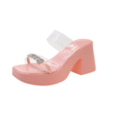Zingj Design Sense Transparent One Word With Thick Platform Thick Heel Sandals Female 2023 Summer New Fashion Increased
