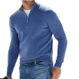 New Winter Long Sleeve V-Neck De-Yvet Zipper Men's Casual Polo