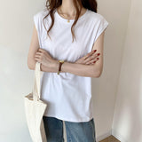 Zingj Sleeveless T-Shirt Female Loose 2024 Summer New Fashion Black Vest Shirt Student Top Wear