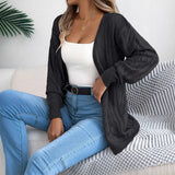 Early Autumn Casual Hollow Lantern Long-Sleeved Sleeve Sweater Long Coat Women's