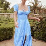 New Women's French Floral Dress Lady Open Fork Big Swing Hanging Dress Dress