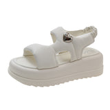 Summer New Platform Soft Leather Slippers Women Wear Cross-Platform Beach Shoes Casual Fairy Wind