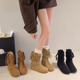 Autumn And Winter New Large-Size Increase Retro Tumu Pile Small Short Boots Girl Folded Martin