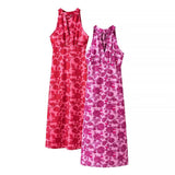 Women's Small Standing Collar Sleeveless A Word Waist Dress Hanging Neck