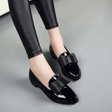 Leather Shoes Women In The Autumn Of 2025 New Bows Korean Version Of The Fashion Pointy Large Size Bright Leather Low-Heeled Single Shoes