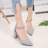 Sandals Women's Spring And Summer 2025 New Women's Shoes Coarse Shoes Korean Version Of The Sharp Head Of The Lady Pearl