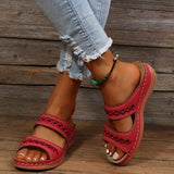 Large-Size Car Line Slippers 2025 New Women's Round Head Comfortable Slippers Slope Retro Cool