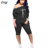 Print Tracksuit Women Set Top Shorts Casual 2 Piece Sets Womens Outfits One Shoulder Matching Sets for