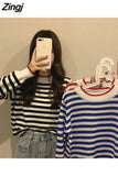 Women Spring Autumn Striped 3 Colors Simple All-match Fit Girl Cute Fashion Korean Style Leisure Comfortable
