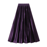 Version Of The Thin Spring New Bright Face Luster High Waist 100 Folds A Word Showing Skinny Dress Half-Dress Skirt