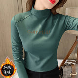 Zingj Velvet Warm Half High Collar Bottom Shirt Female Autumn And Winter Inside The Versatile 2023 New Long-Sleeved T-Shirt Female Jacket Foreign
