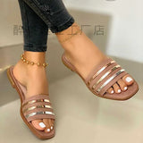 Sandals 2025 Summer New Flat Base Size 43 Hollow Outdoor Slippers