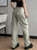 Low Waist Baggy Parachute Cargo Pants-Outfit