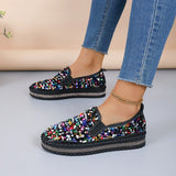 Large-Size Women's Singles Spring New Round Head Flat-Bottomed Sleek Coloring Casual Single Shoes