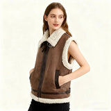 Women's Clothing 2025 Autumn And Winter New Fur One-Piece Velvet Splicing Vest