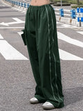 Piping Detail Wide Leg Track Pants- Outfit