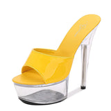 Zingj Patent Leather 15Cm Special High Heels With Sexy Waterproof Platform Hate Day Superb High Slippers Female
