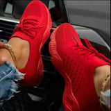 Sneakers Women's Shoes Single Shoes Spring New Thick-Soled Solid Color Tie With Flying Knitted Old Dad