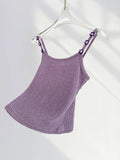Zingj Bird Handmade Crochet Purple Flower Sling Vest Female Summer Outside Wear Summer Dopamine Top