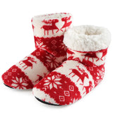 Socks Shoes Woman Home Slippers Christmas Elk Indoor Shoes Warm Contton Slipper Plush Insole Anti-Skid Sole Botas