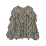 Spring 2025 New Long Fashion Loose Design Niche Laminated Shirt Top