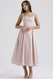 Zingj 24 Years Broken Flower Bohemian Wind Waist Show Thin Back Holiday Wind Sling Medium Long Dress