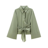 Women's Clothing Explosion Fashion Casual Collar Gold Buckle Dress Silk