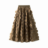 Industry Three-Dimensional Wave Point Black Mesh Half-Body Dress 2025 New Design Sense Hepburn Style Long Umbrella Skirt