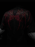 Summer Demon Cross Print Short-Sleeved T-Shirt Stranded Trousers Round Collar Men's Top