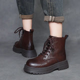 Leather Retro British Style Martin Boots 2025 Autumn And Winter New Fashion Casual Women's Boots Thick Bottom Increase Short