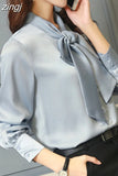 Womens Tops Blouses 2023 new Spring Plus Size Casual Chiffon Blouse V-Neck Solid Shirt Bow Lantern Sleeve fashion Blusas