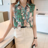 Womens Tops Floral Shirts and Blouses Women 2023 Summer Fashion Female Clothing OL Women's Blouse Sleeveless Thin