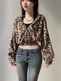 Spice Girl Wind 2025 New Leopard Long Sleeve Short-Sleeved Short-Sleeveed Women's Tide