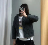 Women's Explosive Color Collar Big Pocket Collar With Belt Quilt Cotton