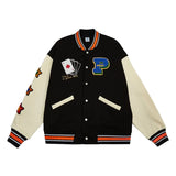 Lucky Embroidery Varsity Jacket-Outfit