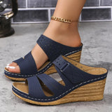 Bottom Round Head One-Word Wear 2025 New Summer Slope And Large-Size Women's Fashion Cold Slippers