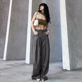 Retro Street Low Waist Wide Leg PantsOutfit