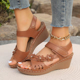 Slope Heel Sandals Women 2025 Summer New Hollow Flowers Thick-Spoeled Sandals Beach Women's
