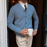 New Knitted Sweater Men's Spring And Autumn Trend Solid Color Blouse Youth Thin Business Leisure Sweater