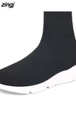 For Women Vulcanized Shoes Female Socks Shoes Trainers Women Slip-on Stretch Platform Shoes Black Sneaker