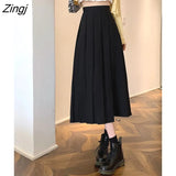 Skirts Women Pleated Chic Friend Basic Autumn College Girls Bottom All-match Casual High Waist Teens Mujer Faldas